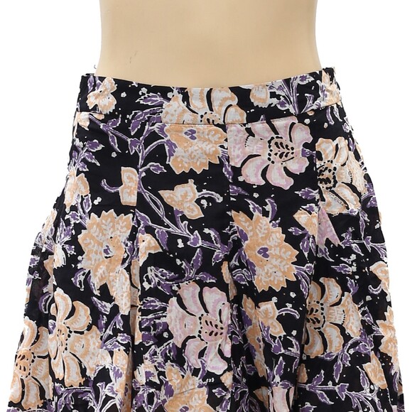 Free People End Of The Island Godet Mini Skirt Floral Printed Pull-on XS 255250 - Picture 5 of 8